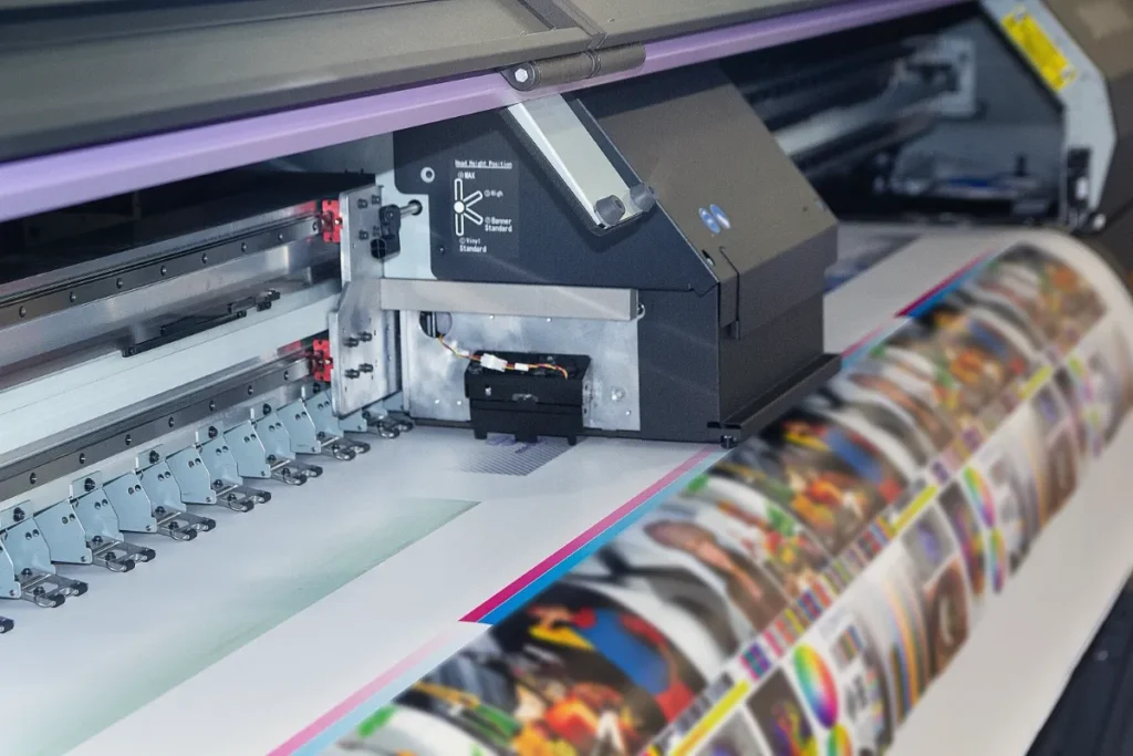 Large printer producing full-color graphics.